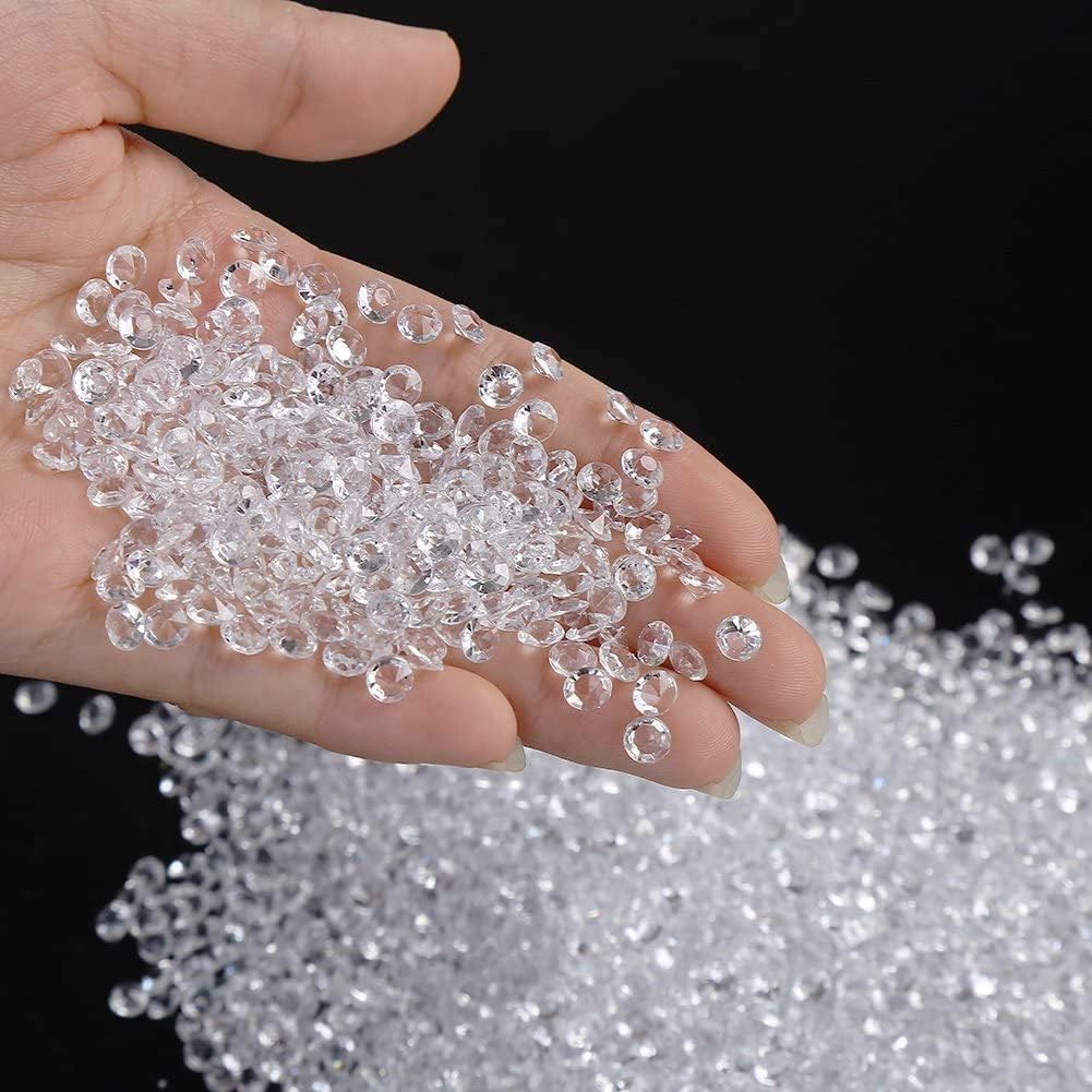 ZKC 0.4inch 1000PCS Clear Crystal Acrylic Diamond Vase Fillers Beads for Wedding Centerpiece Table Scatter Shower Party Vase Beads Decorations, 10mm