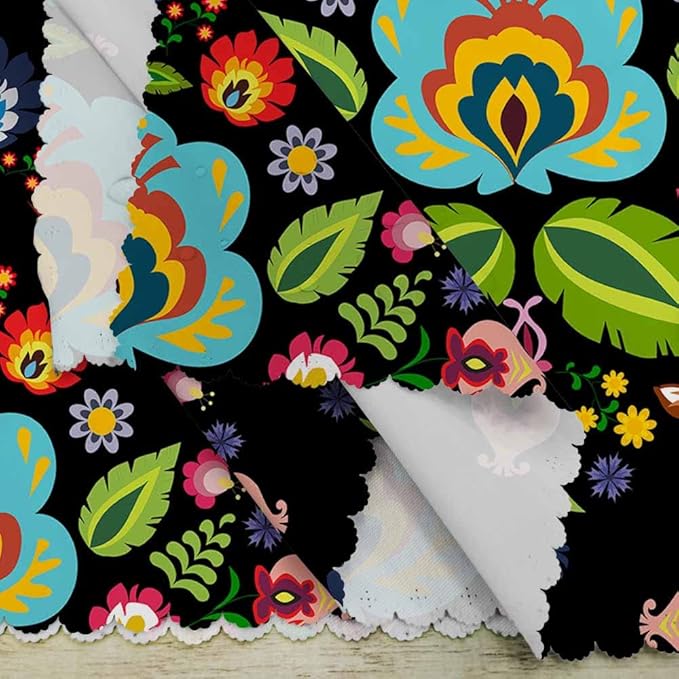 Yibeas Traditional Floral Cloth Napkins Set of 4 Soft Polish Folk Flower Pattern Polyester Dinner Napkin for Family Restaurant Weddings Parties