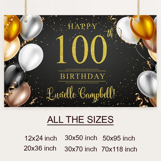 Generic Personalized Happy Birthday Banner, Customized With Name, Indoor And Outdoor Use, 12x24 inches, Red, White, Blue
