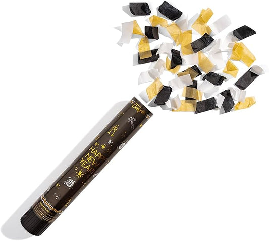 2 Pack XL Biodegradable New Years Confetti Poppers – Gold & Silver Party Cannons for New Year’s Eve Celebration – Elegant Midnight Countdown Poppers by Emergency Confetti