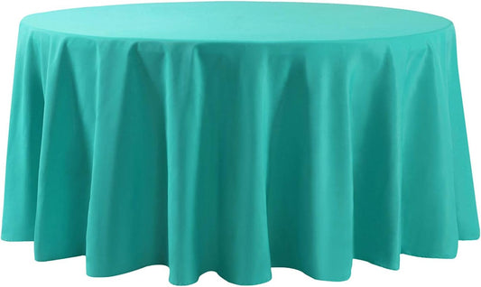 108 inch Round Tablecloth Washable Polyester Table Cloth Decorative Table Cover for Wedding Party Dining Banquet(108 inch,Turquoise)