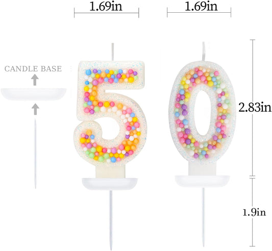50th Birthday Candle for Cake, Colorful Macaron Numeral Candles for Women/Girl, Theme Birthday Party Cake Decorations, Cake Topper for Birthday Party Supplies (Number 50)