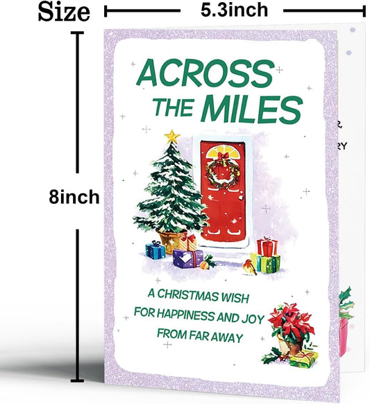Funny Christmas Card Gift for Women Men, Across the Miles Christmas Card for Family and Friends