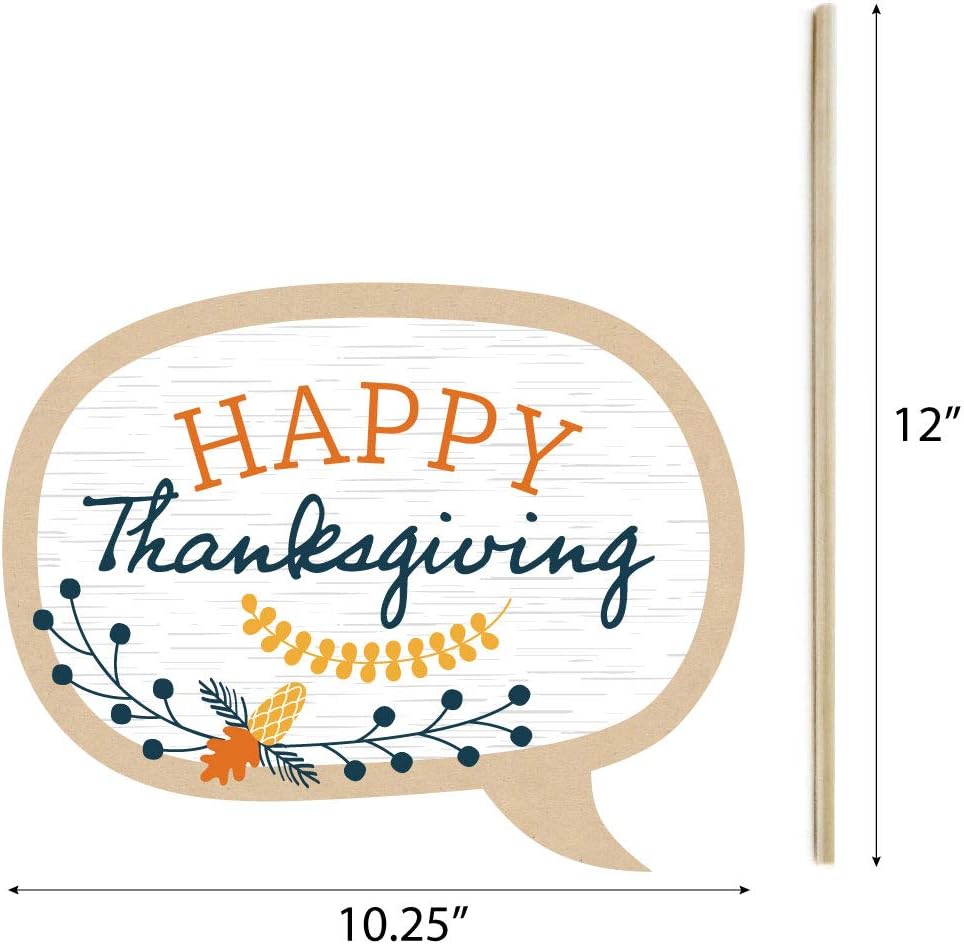Big Dot of Happiness Happy Thanksgiving - Fall Harvest Party Photo Booth Props Kit - 20 Count