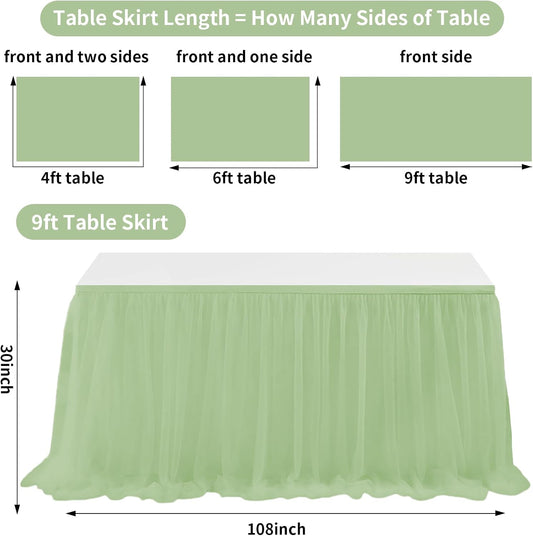 9FT Tulle Table Skirt for Teacher Desk Rectangular Ruffle Table Back to School Supplies for Kindergarten Preschool Middle School Classroom Decor, Yellow
