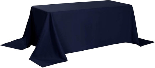 Rectangle Tablecloth 90x132 inch Washable Polyester Fabric Table Cloth for Wedding Party Dining Banquet Decoration(90x132, Navy)