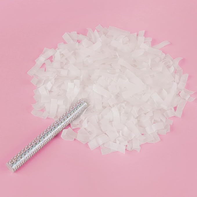 BATTIFE 20Pack White Confetti Wands, Tissue Paper Confetti Flick Flutter Sticks for Wedding Celebrations, Anniversary, Birthday Party, 7.8inch