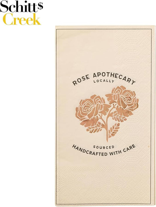 Silver Buffalo Schitt’s Creek Rose Apothecary Vanity Napkins – 32 Count Linen-Feel Disposable Guest Towels for Bathroom or Events