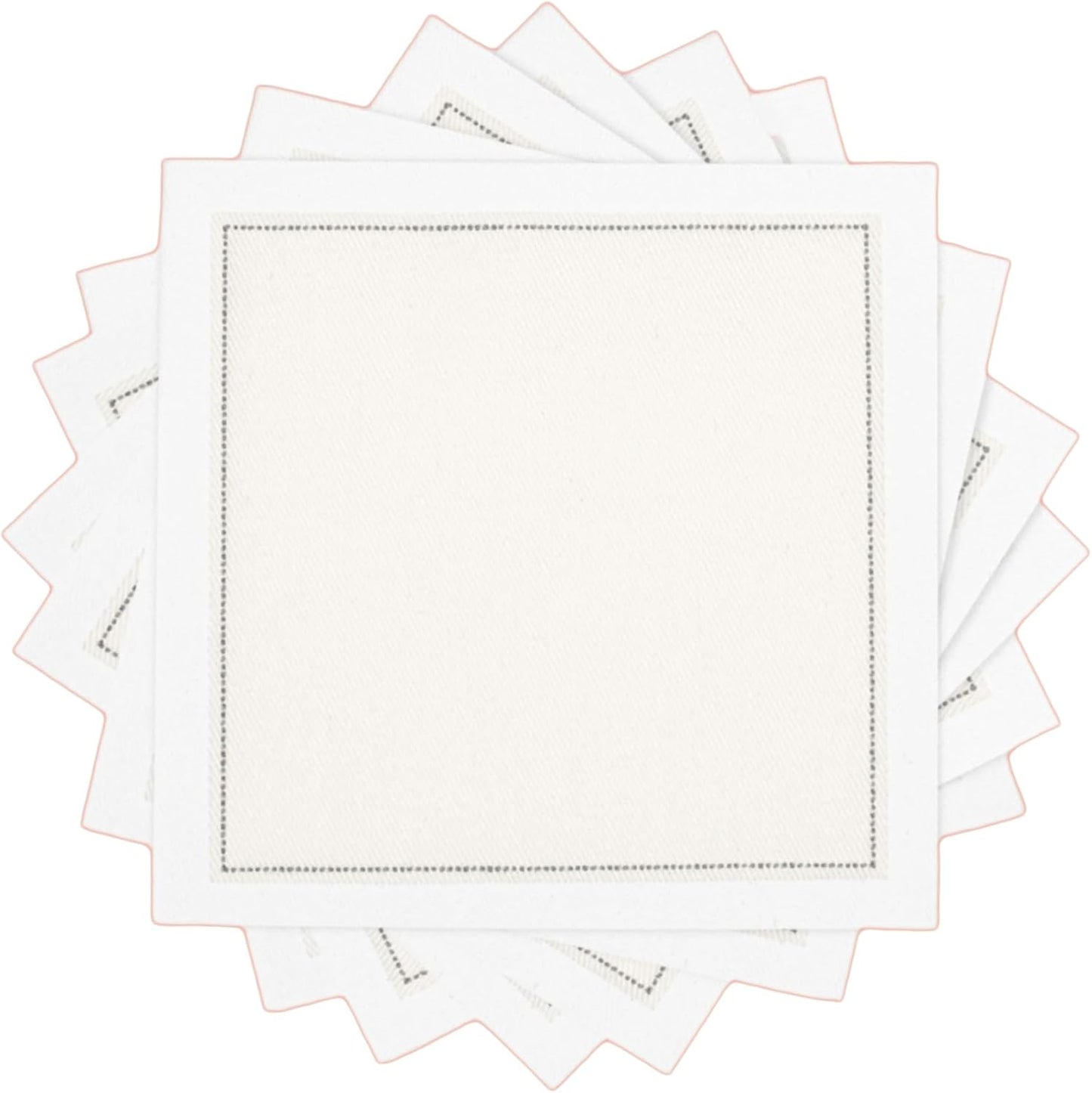 Five Star Napkins Cotton Cocktail Napkins, Beverage Napkin, Bar Napkin, Party Napkins, Small Napkins, Napkins for Events, Holidays, Weddings, Parties 4.5" x 4.5" - Single Use (50 x) Ecru