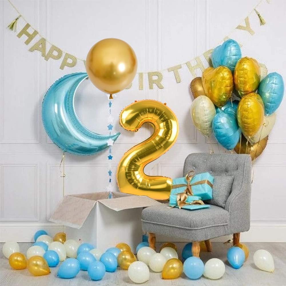 TONIFUL 40 Inch Gold Large Numbers Balloon 0-9 Birthday Party Decorations,Foil Mylar Big Number Balloon Digital 0 for Birthday Party,Wedding, Bridal Shower Engagement Photo Shoot, Anniversary