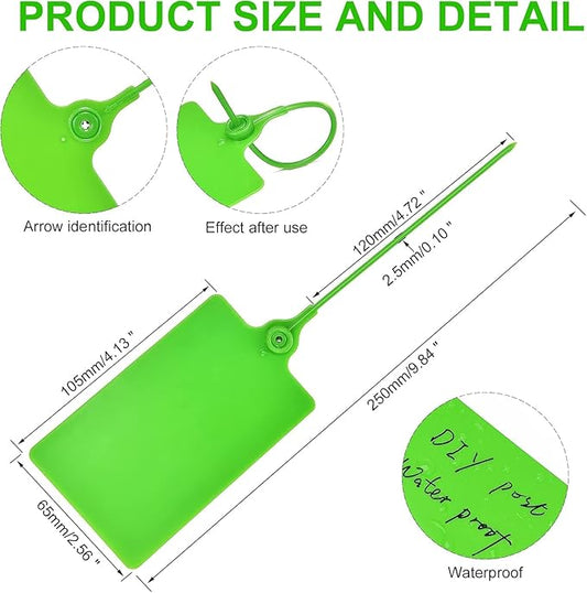 25 Pcs Durable Plastic Shipping Tags with Marker Pen Security Seals Sticker Labels,Waterproof Blank Luggage Tag for Packages, Logistics, Inventory, Travel(Green,25pcs)