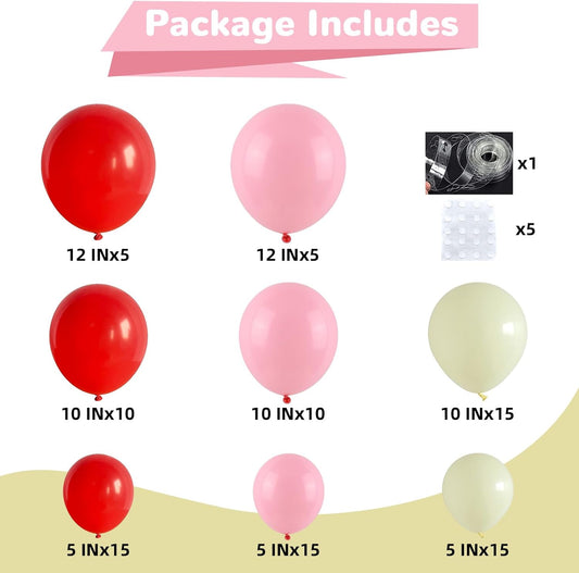 Pink and Red Balloon Arch Kit Cherry Balloon Garland 91Pcs Red Baby Pink Pastel Yellow Party Balloon for Girls Sweet One Berry First Birthday Strawberry Baby Shower Party Decorations