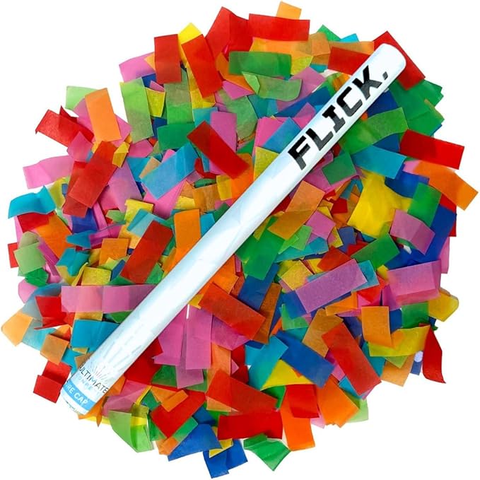 Ultimate Confetti - 8 Pack Multicolor Confetti Wands - Handheld 14" Biodegradable Tissue Paper Confetti Flick Sticks For Wedding, Birthday, Parties & Live Events - 2 Handfuls, 1.5 oz Each Stick