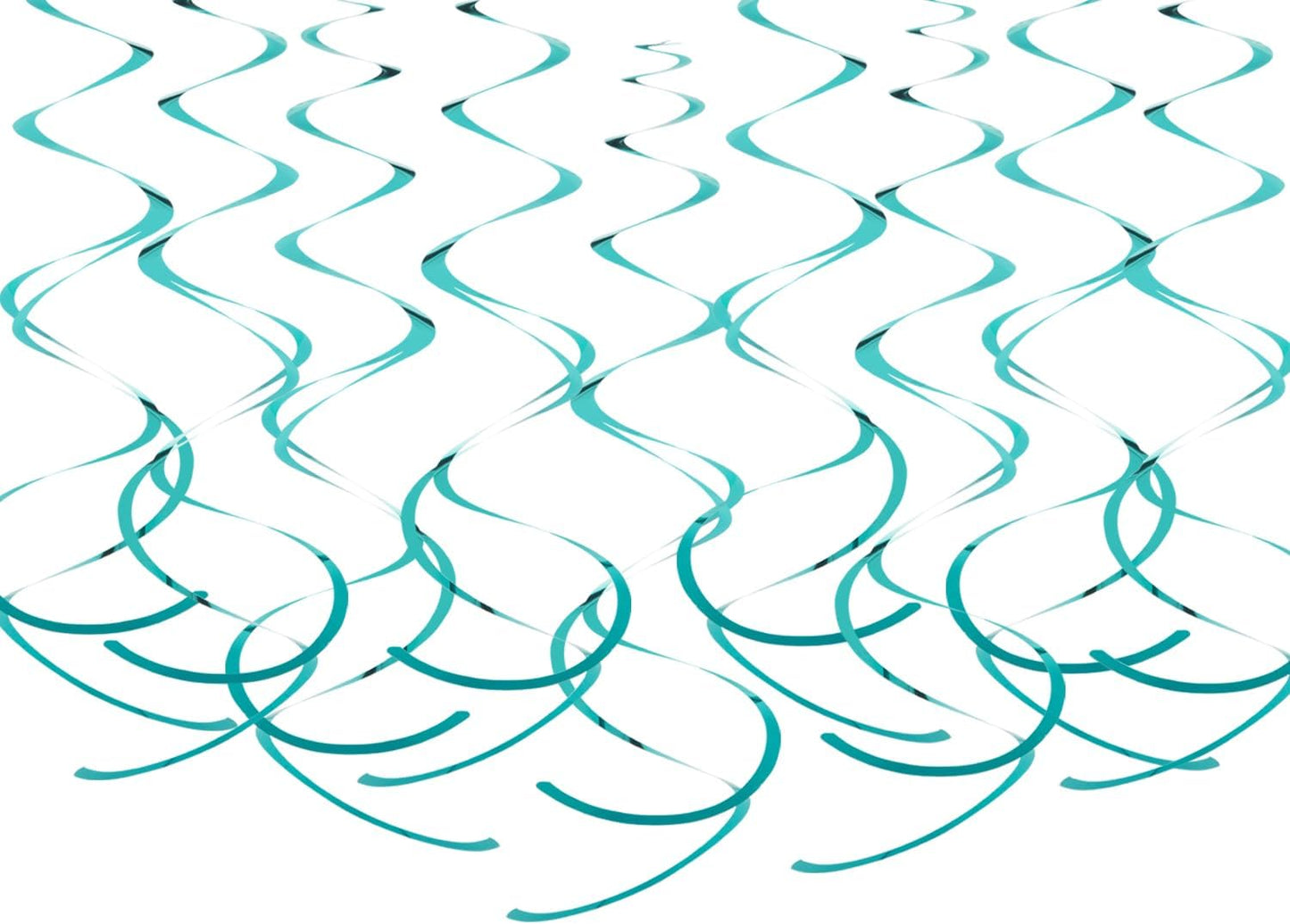 MISU Teal Swirl Party Decorations Plastic Whirls Streamers Foil Swirls Hanging Decorations for Ceiling, Pack of 30