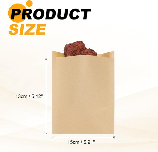 PATIKIL 4.72x6.5 Inch Paper Sandwich Bags, 100 Pcs Pastry Bag Small Pastry Bags Cookie Sleeves Food Packaging for Bakery Treats, Light Brown