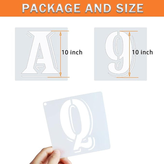 ASMPIO 10 Inch Letter Stencils Symbol Numbers Craft Stencils, 42 Pcs Reusable Plastic Alphabet Templates for Painting on Wood, Wall, Fabric, Rock, Glass, Signage, DIY Art Projects