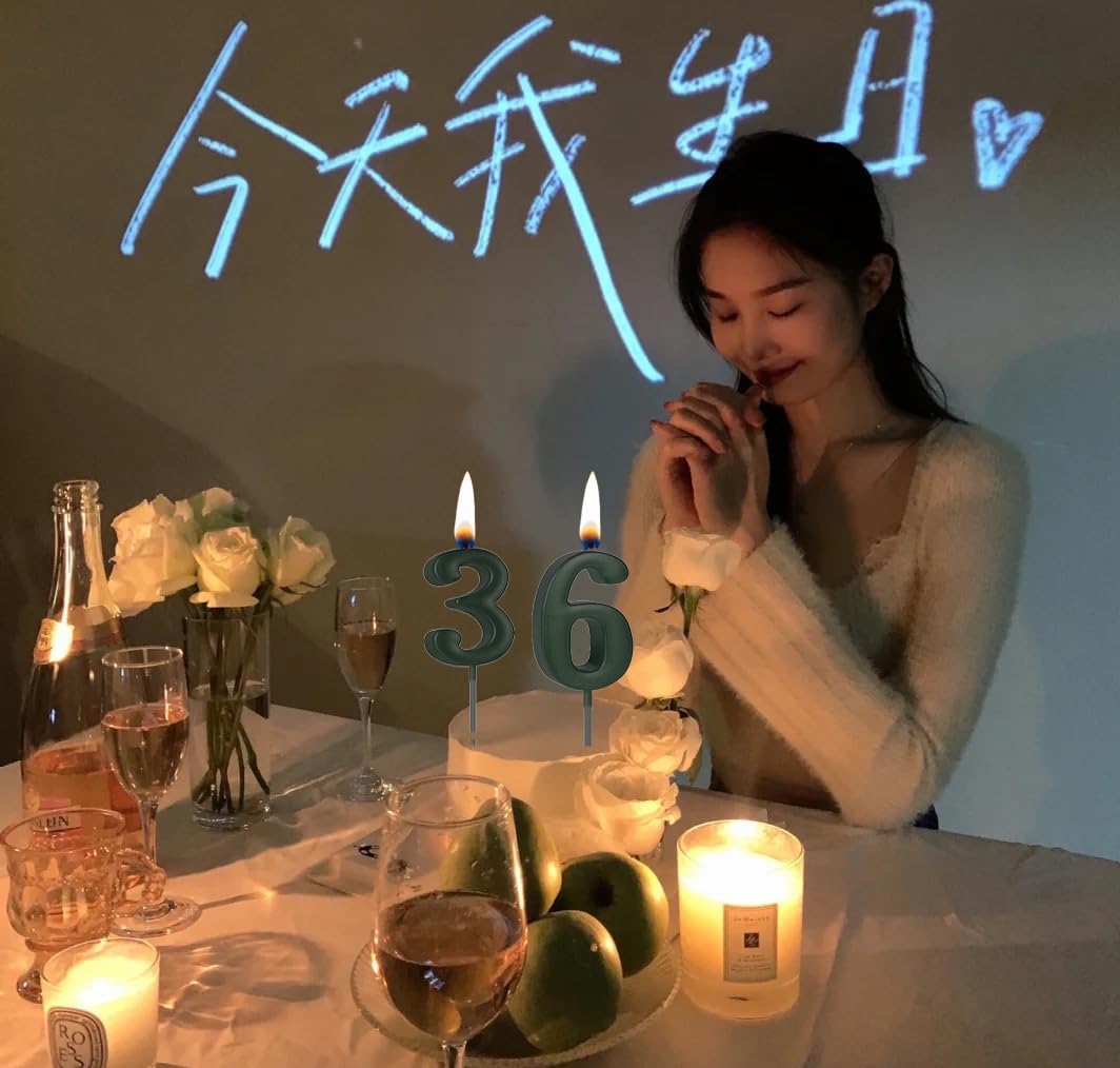 8 Birthday Candles Height 2.75in, Glitter Cake Toppers - Happy Birthday Number 8 for Adults/Kids Party