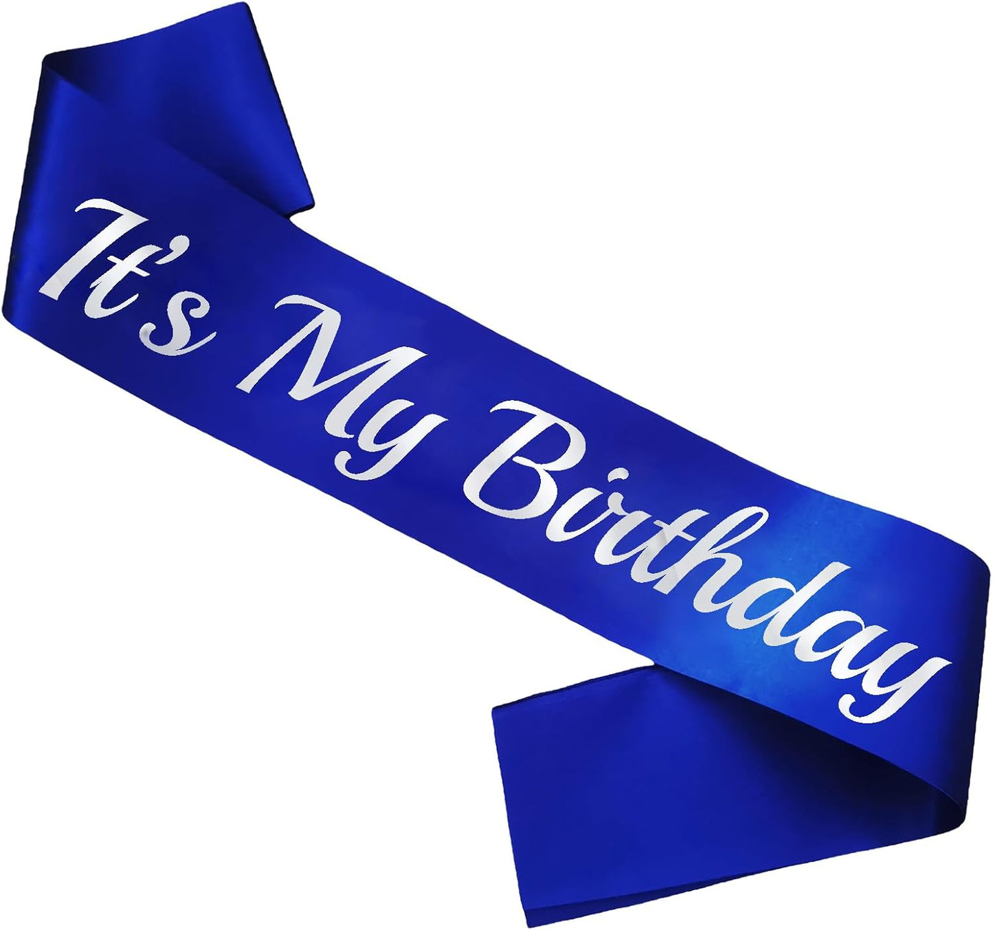 It's My Birthday Sash Royal Blue, Silver Foil Birthday Sash for Women or Men 16th 18th 21st 30th Bday Sash Gift Ideas Funny Birthday Party Decorations