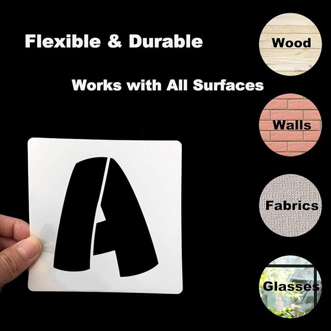 REOLAN 3 Inch Letter Stencils for Painting - 42 Pack Alphabet Letter and Number Stencil Templates with Signs for Painting, Reusable Letters and Numbers Stencils for Chalkboard Wood Signs & Wall Art