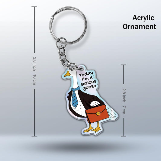 Funny Silly Goose Keychain for Women, Cute Goose Decor Acrylic Accessories Gag for Friends Coworkers Gifts