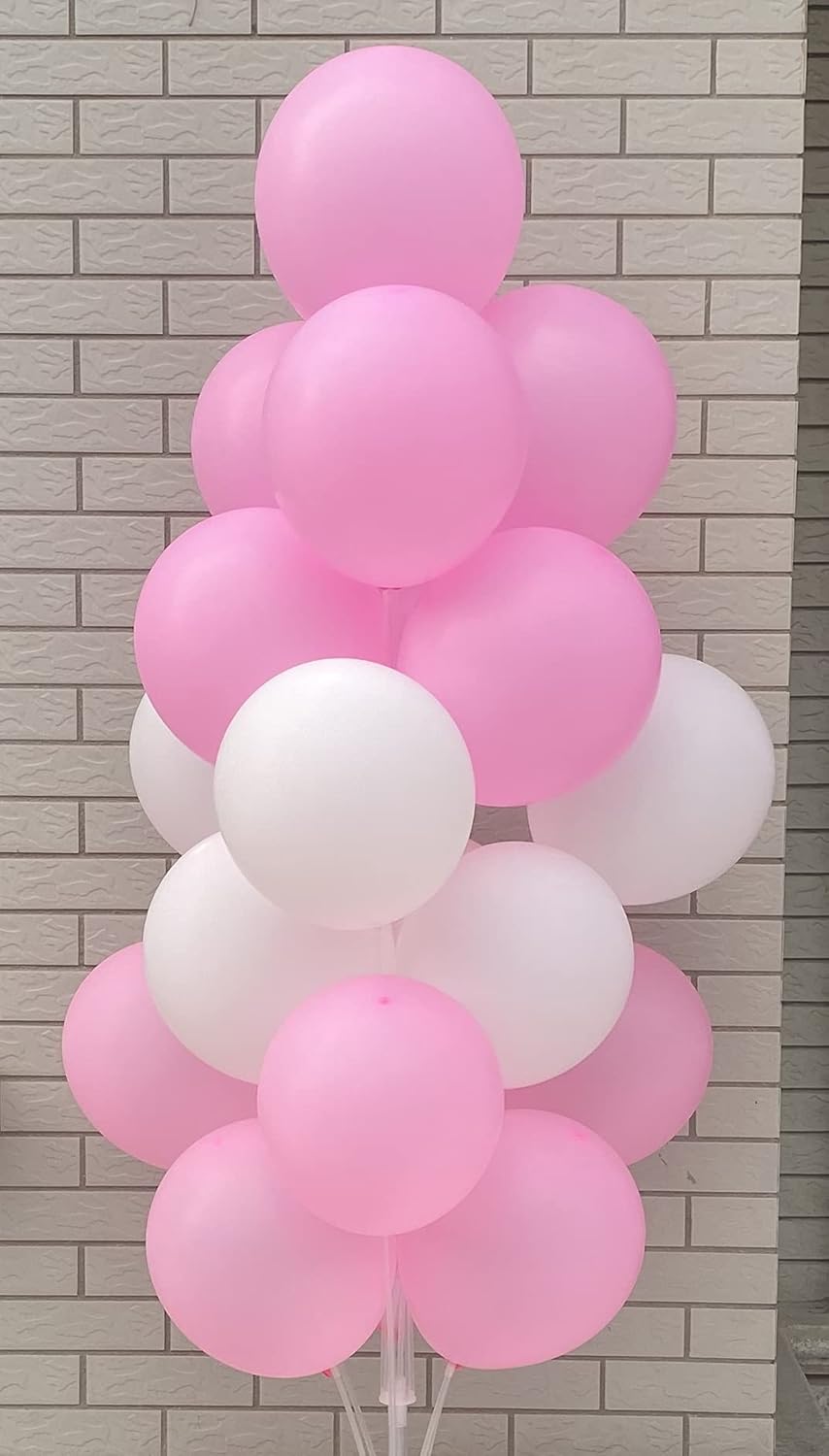 60 Count 12-Inch Pastel Pink And White Latex Balloons - Wedding Birthday Baby Shower Decorations, Spring Party Supplies