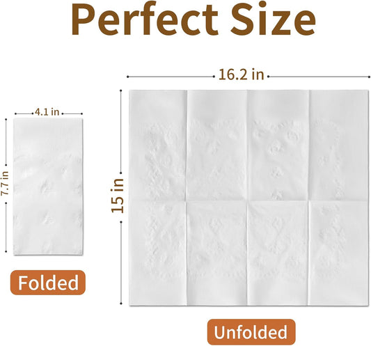 Disposable Napkins, 2-Ply 1200 Count Paper Dinner Napkins, White Napkins Bulk for Wedding Party Bathroom and Everyday Use (16.2" X 15")