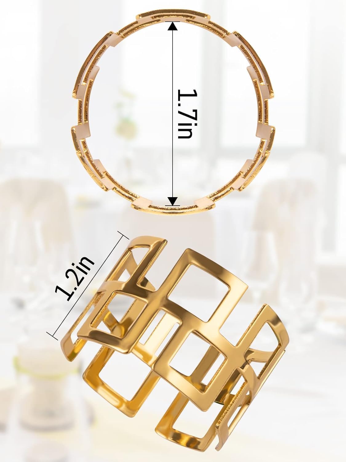 Christmas Napkin Rings- Set of 16 Gold Napkin Holder Round Metal Napkin Buckle for Xmas Holiday Party Dinner Wedding Dining Table Decoration