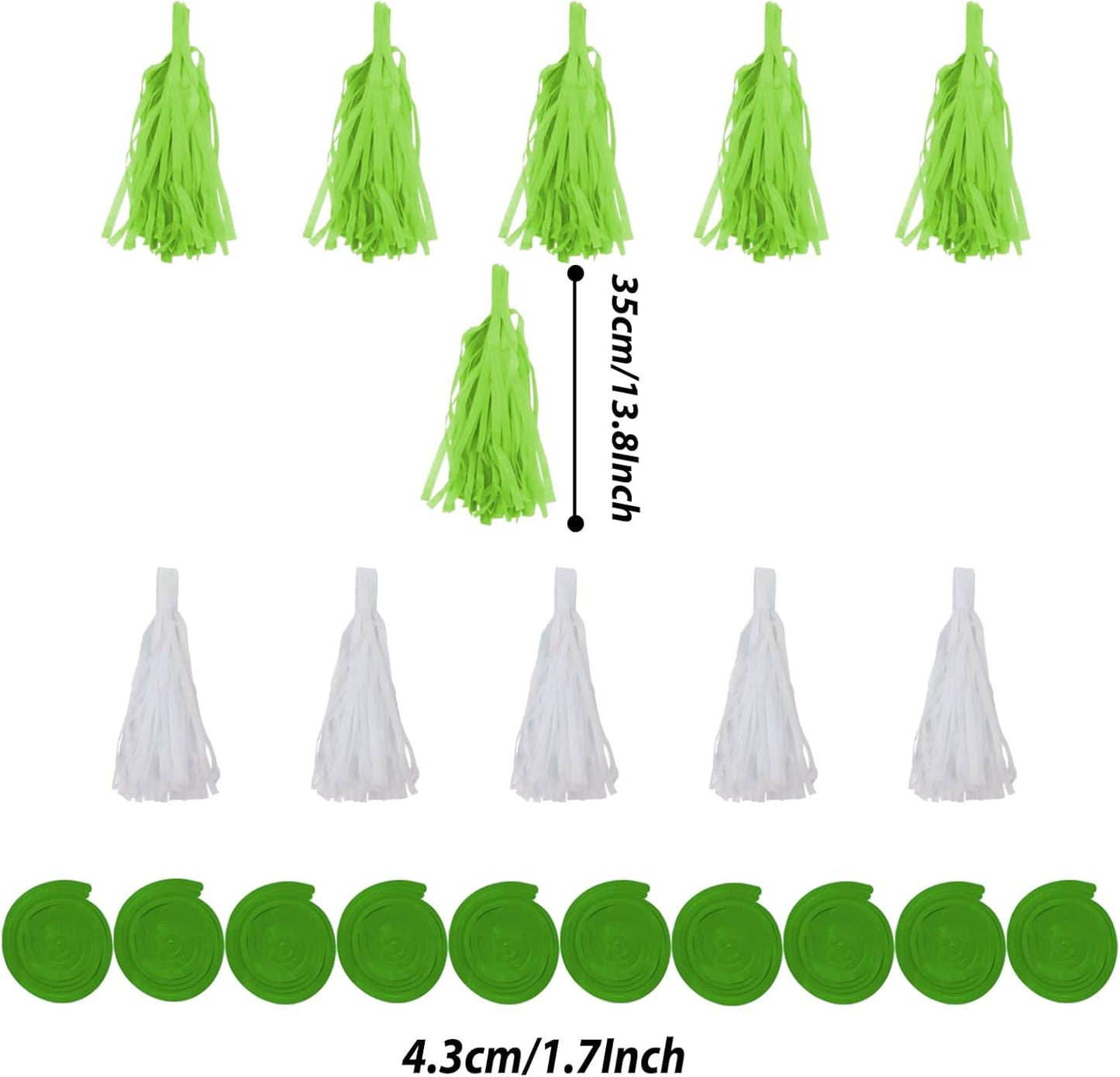 ZERODECO Party Decorations, 41 Pcs Green Papar Fans Pompoms Garlands String Tissue Paper Tassel for Fiesta Home Bridal Baby Shower Wedding Boy Girl Birthday Party