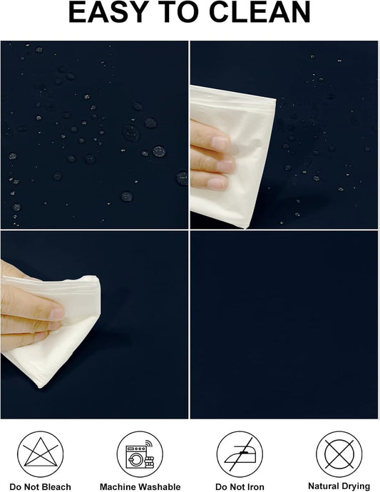 Fokitut 2 Pack Waterproof Round Tablecloth, 108 Inch, Stain Resistant and Wrinkle Polyester Table Cloth, Fabric Table Cover for Kitchen Dining, Wedding, Party, Holiday Dinner-Navy