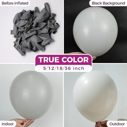 Bezente Gray Latex Party Balloons - 150 Pack 5 Inch Matte Small Pastel Grey Helium Balloons for Birthday Bridal Shower Wedding Anniversary Party Decorations
