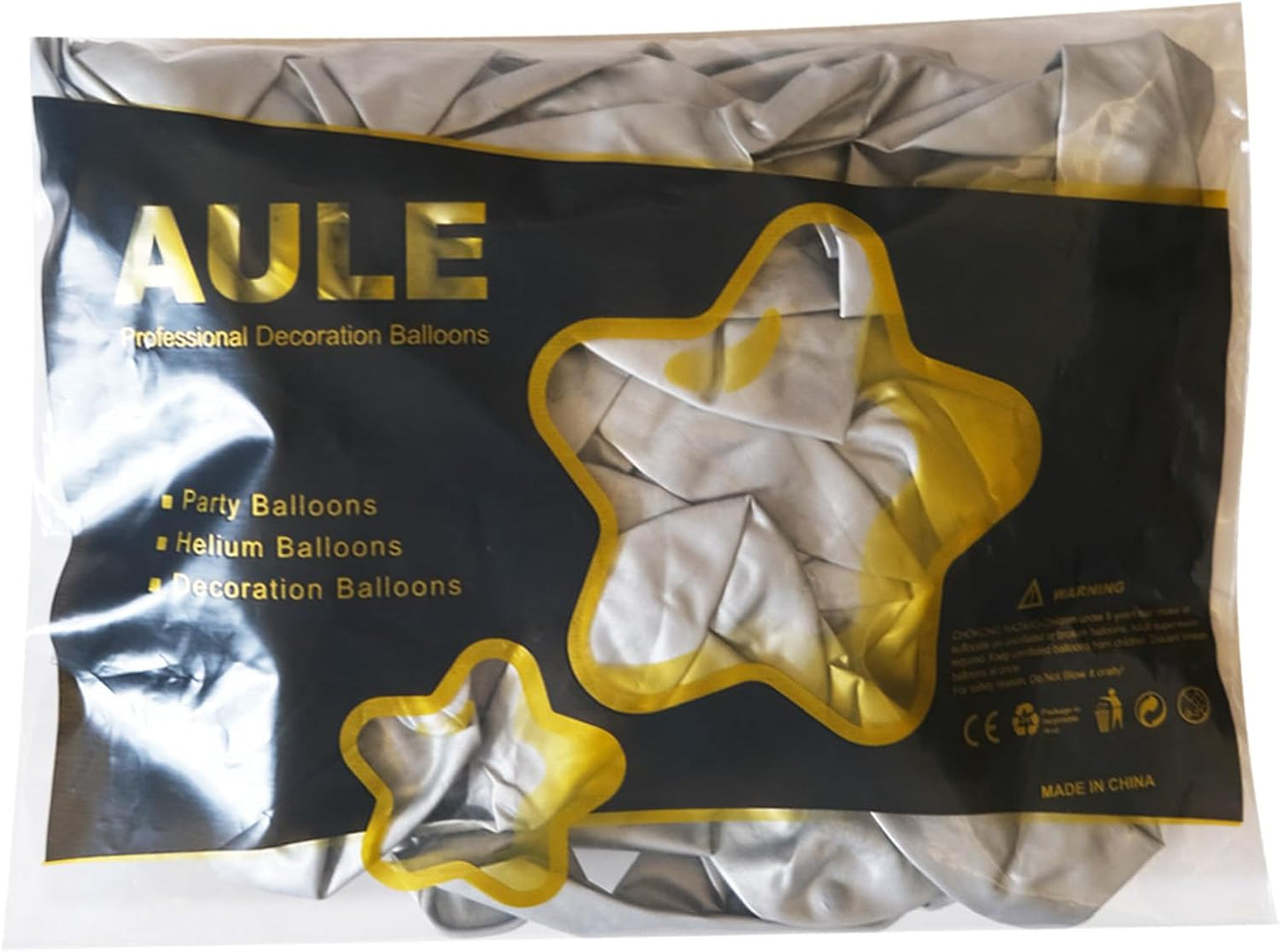AULE Metallic Silver Balloons 5 inch 50 Pcs Silver Latex Balloons Chrome Helium Shiny Thicken Balloon Perfect Party Decoration for Wedding Birthday Baby Shower Graduation Christmas Carnival