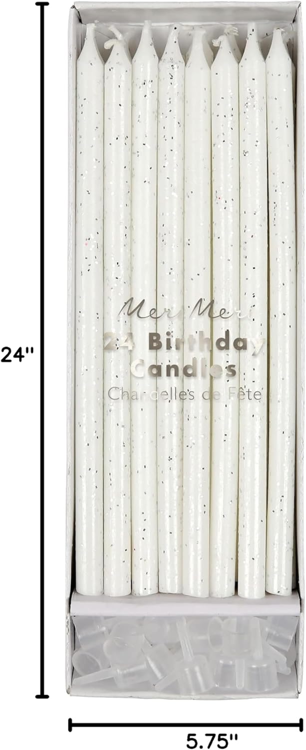 Meri Meri Glitter Birthday Candles (Pack of 24), 5.75" Tall, Unscented Meri Meri Candles