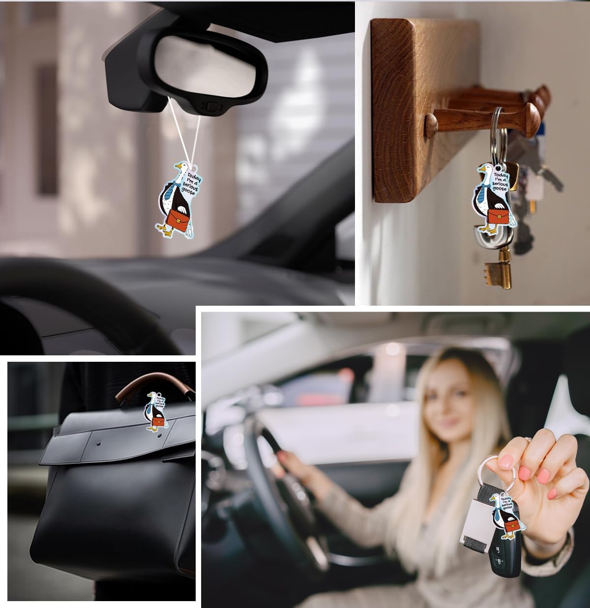 Funny Silly Goose Keychain for Women, Cute Goose Decor Acrylic Accessories Gag for Friends Coworkers Gifts