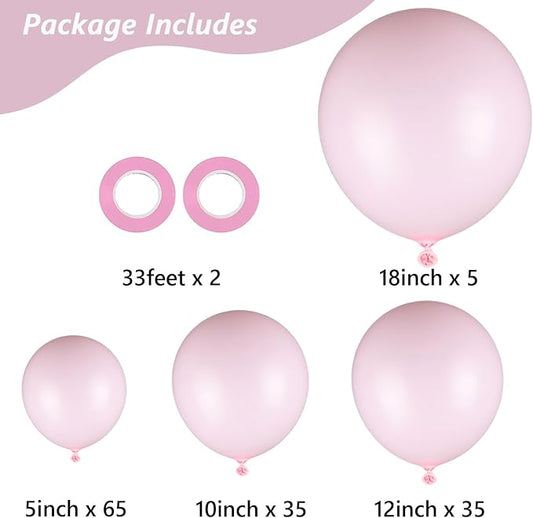 Light Pink Balloons, 140pcs Pastel Pink Pack Party Latex Balloon for Birthday Halloween Holiday Garland as Party Decorations