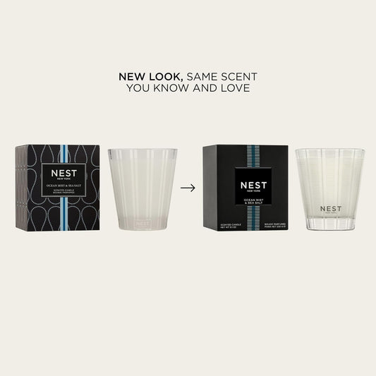 NEST New York Scented 3-Wick Candle, Ocean Mist & Sea Salt - 21.2 oz - Up to 100-Hour Burn Time - Reusable Glass Vessel