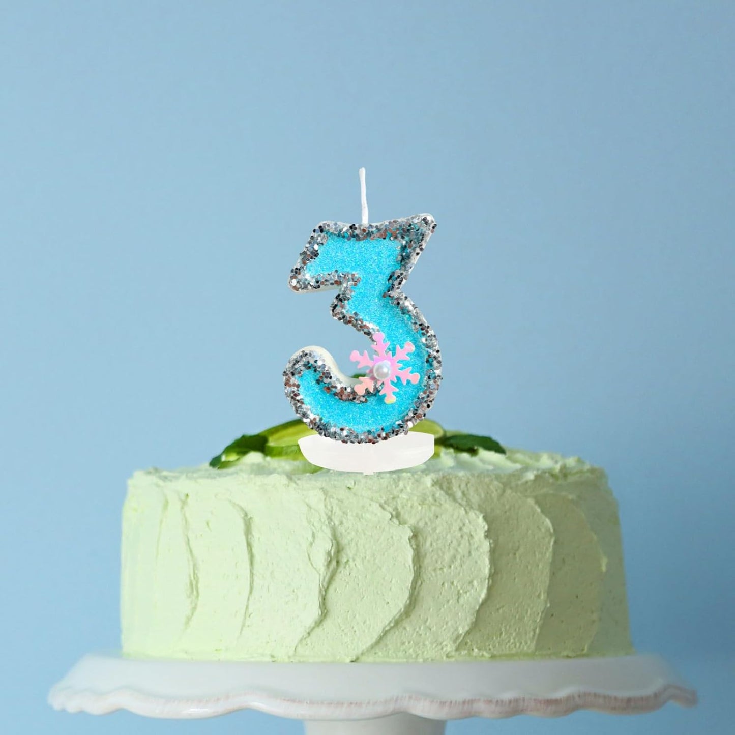 Frozen Birthday Number Candles for Cake, Blue Number 8 Candle, 8th Frozen Cake Topper, Fun Glitter Birthday Candles Cupcake Topper for Party Anniversary Decorations