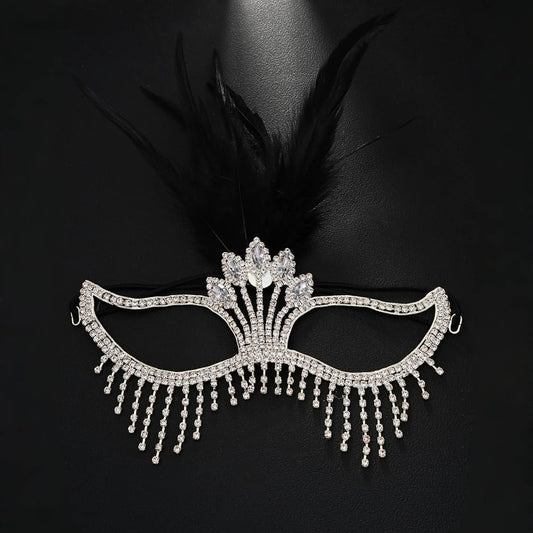 Bling Rhinestone Masquerade Mask For Women Ball Costume Crystal Face Mask Carnival Jewelry