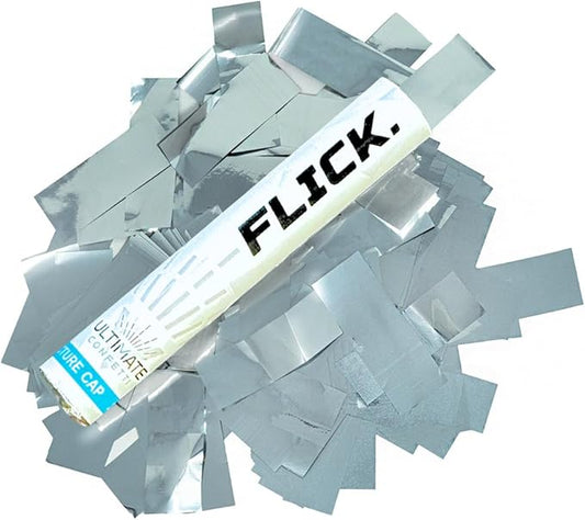 Ultimate Confetti - 8 Pack Silver Metallic Foil Confetti Wands - 6" Mylar Shinny Confetti Flick Flutter Sticks For Wedding, Birthday, Parties & Live Events - 1 Handful, 0.5 oz Each Stick