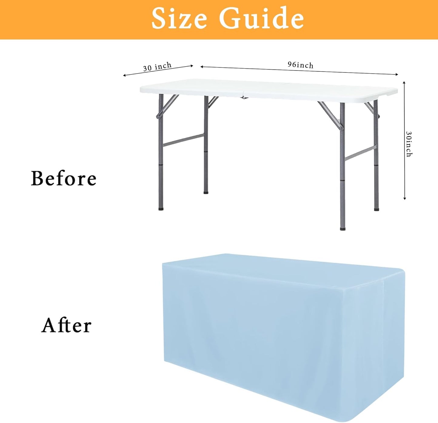 Obstal 2 Pack Table Clothes for 8 Foot Rectangle Tables - Water Resistant Washable Fabric Polyester Rectangle Table Cover Protector for Wedding, Banquet and Trade Shows, 96L x 30W Inches, Dusty Blue