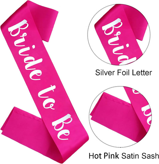 Bride to Be Sash, Hot Pink Bachelorette Sashes Engagement Gifts for Bachelorette Party, Bridal Shower & Wedding Party