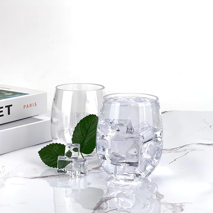 Set of 6 Acrylic Wine Glasses, 20-ounce Plastic Tumbler for Party Use,BPA Free,Dishwasher Safe (Clear color)