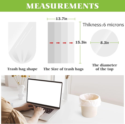 1 Gallon 260 Counts Small Trash Bags Garbage Bags by Teivio, Bathroom Trash Can Bin Liners, Small Plastic Bags for home office kitchen, Clear