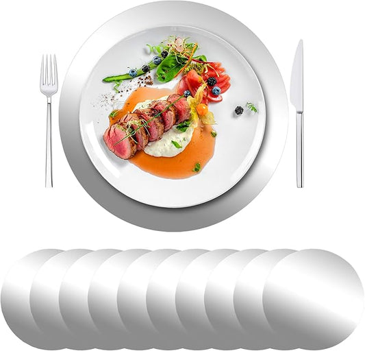 Cedilis 100PCS Disposable Paper Charger Plate, 13" Round Placemats for Dinner Plate, Wedding, Birthday Party Decor (sliver)