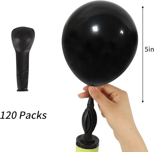 RUBFAC 120pcs Balloons for Birthday Baby Shower Graduation Anniversary Wedding Party Supplies Garland Arch Decoration,5 Inches,Black