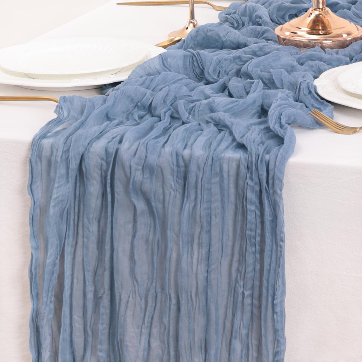 Dusty Blue Table Runner Cheesecloth Table Runner 10 Pack 10FT Farmhouse Table Runners 120 Inches Fall Table Decor Dining Room Centerpiece Wedding Boho Baby Shower Birthday