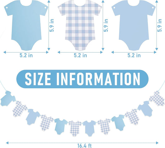 Pre-Strung Boy Blue Bodysuit Decoration Banner, Baby Shower Sign,Blue Jean Baby Shower Decor Bunting Girl