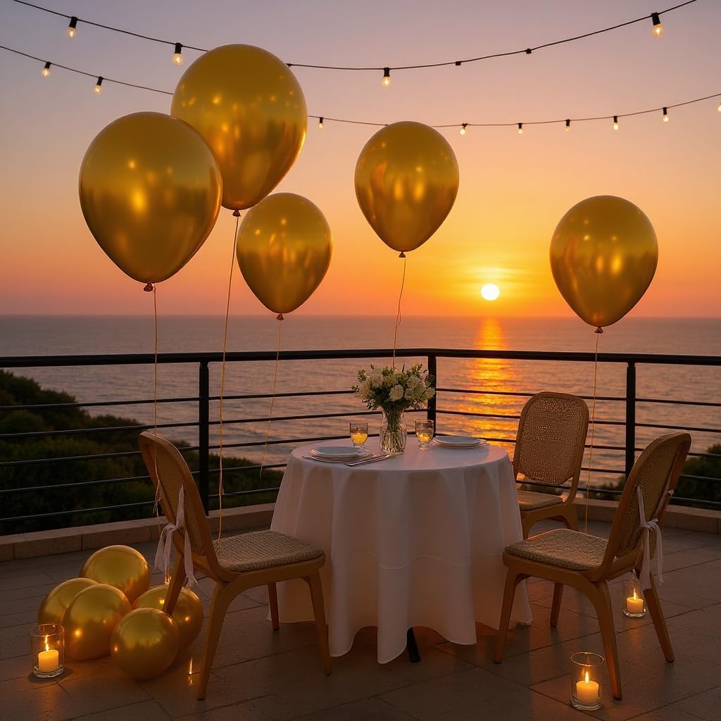 50 Pack 12 Inch Gold Latex Balloons for Party Decorations, Thick Premium Balloons for Wedding, Anniversary, Graduation, Holiday, Photo Backdrop, Arch & Garland, Air or Helium