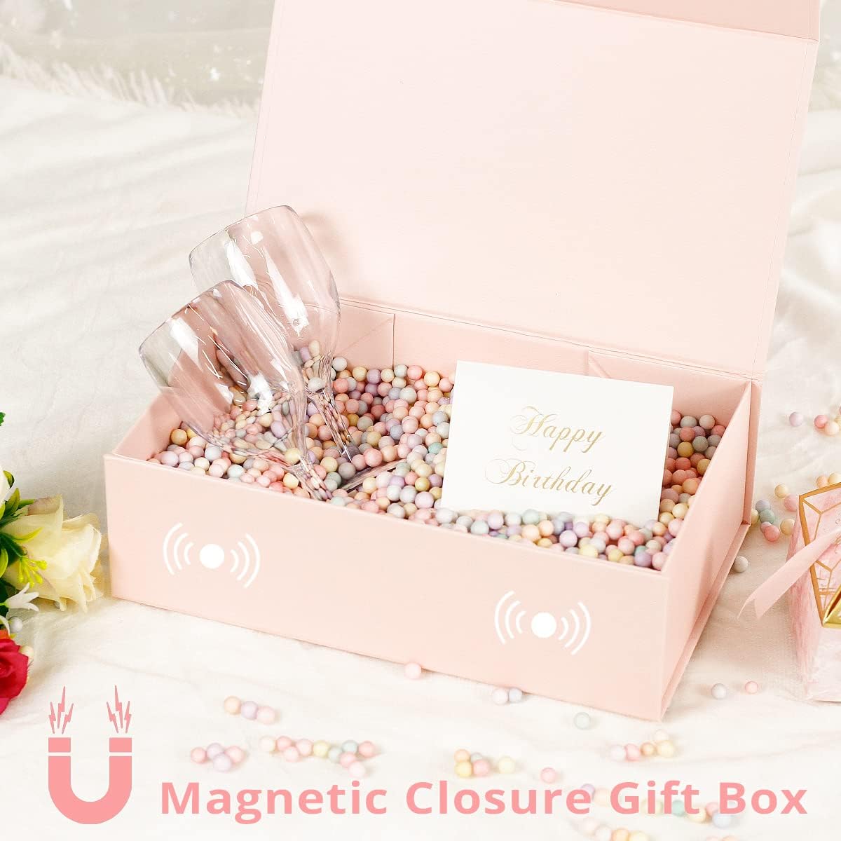 Gift Box 12" x 6" x 4",Large Gift Box with Lid, Pink Boxes for Presents,Birthday,Valentine's Day,Mother's Day,Christmas,Anniversary,Luxury for Gift Packaging