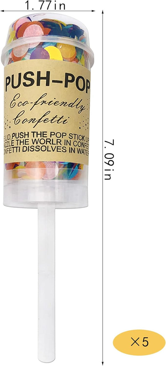 5 PCS Confetti Push Pop Colorful Containers Sprinkle Confetti Paper Poppers for Graduation Wedding Baby Shower Christmas New Year Birthday Party Bridal Anniversary Fiesta Favors Supplies (Colorful)