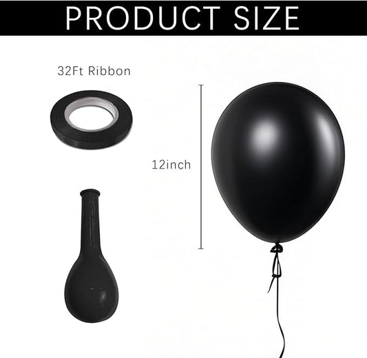 Black Balloons Bulk - 100pcs Latex Party Balloons Gothic Decor Party Decorations for Black Themed Wedding Graduation Halloween Anniversary Birthday